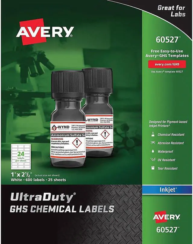 Alt view image 3 of 7 - Avery AVE60527 LABELS,GHS,24UP,INKJ,WE, COLOR: WHITE - 60527
