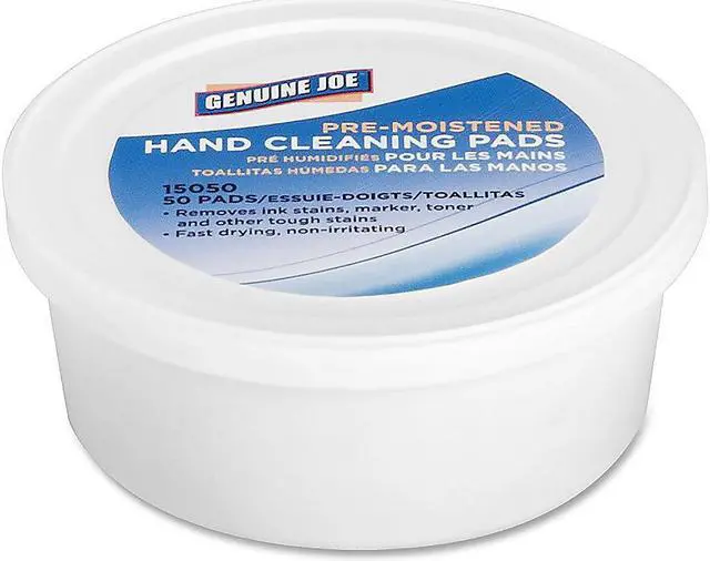 Alt view image 3 of 18 - Genuine Joe Pre-moistened Hand Cleaning Pads 3" Diameter 50 Pads 15050