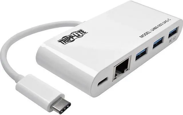 Main image of Tripp Lite 3-Port USB-C hub w/ GbE, USB-C Charging USB Type C USB 3.1 Hub (U460-003-3AG-C)