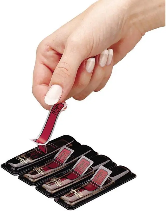 Alt view image 6 of 13 - Post-it Arrow Message 1/2" Page Flags in Dispenser "Sign Here" Red 80/Pack