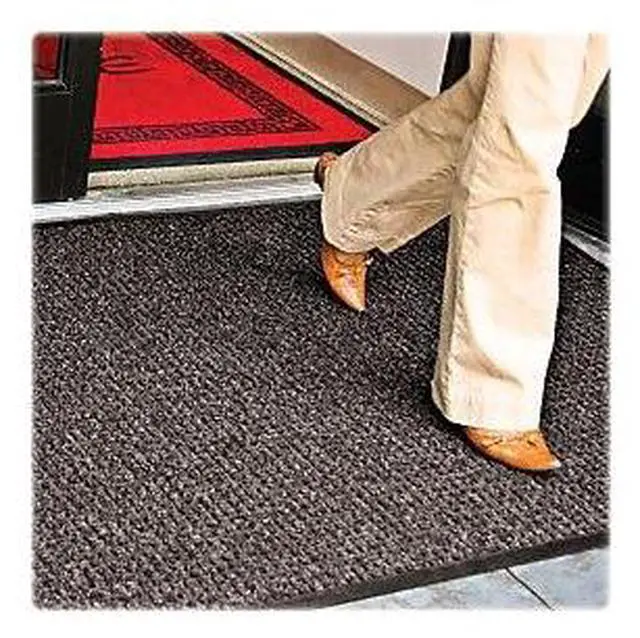 Alt view image 3 of 18 - Genuine Joe Indoor/Outdoor Mat Rubber Cleated Backing 3'x5' Charcoal 59473