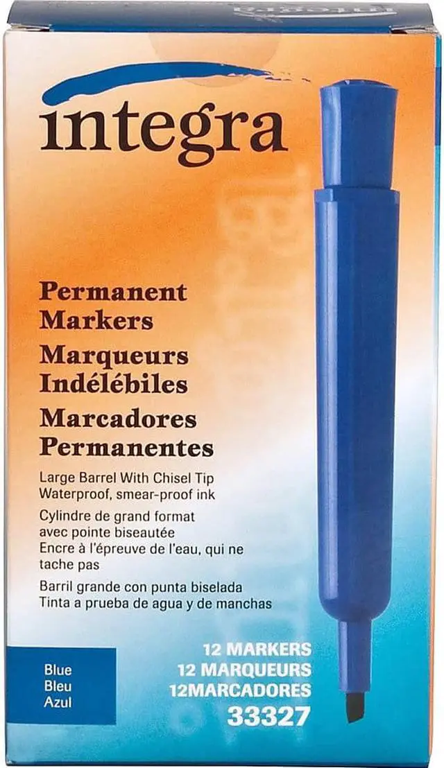Alt view image 9 of 14 - Integra Permanent Marker Chisel Tip Blue 33327