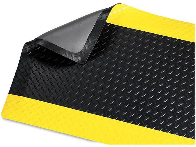 Alt view image 7 of 16 - Genuine Joe Anti-Fatigue Floor Mat Beveled Edge 3'x5' Black/Yellow 70364