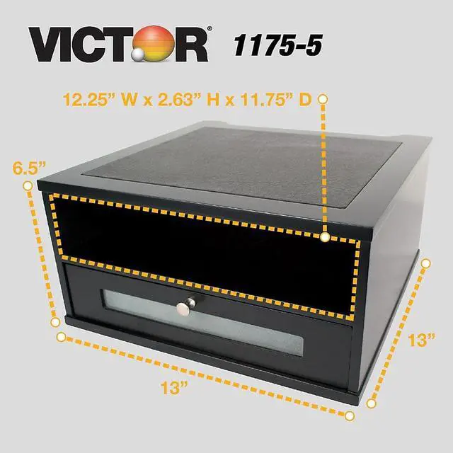 Alt view image 6 of 16 - Victor Wood and Metal Desktop Monitor Stand 13 x 13 x 6 1/2 Black 11755