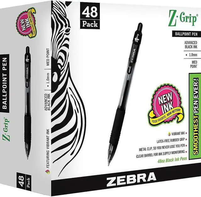 Alt view image 2 of 10 - ZEBRA PEN CORP. Z-Grip Retractable Ballpoint Pen Black Ink Medium 48/Pack 22148