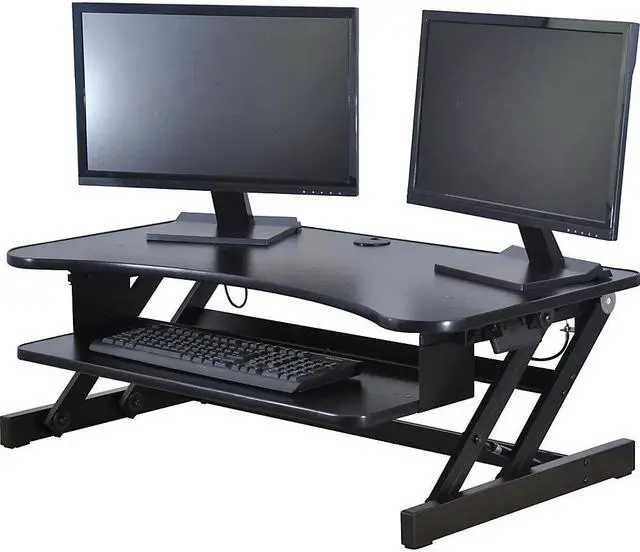 Alt view image 3 of 12 - Lorell Deluxe Adjustable Desk Riser - 20" Height x 38" Width x 24" Depth - Desktop - Black  LLR99759
