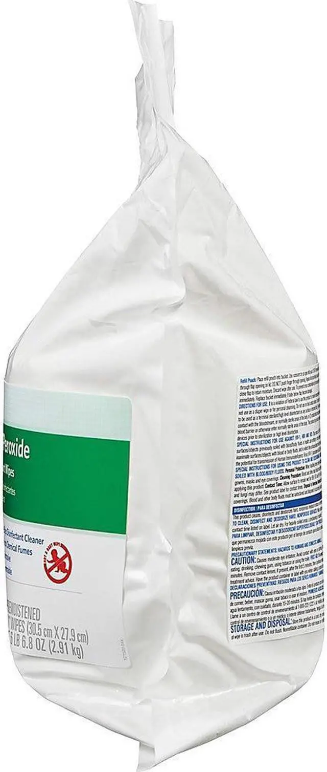 Alt view image 6 of 7 - Clorox Healthcare CLO30827 Hydrogen Peroxide Cleaner Disinfectant Wipes Refill, 185 Count