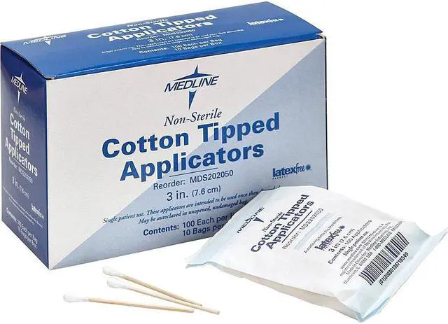 Alt view image 5 of 7 - Medline Cotton Tip Applicator 3" Nonsterile 1000/BX White MDS202050