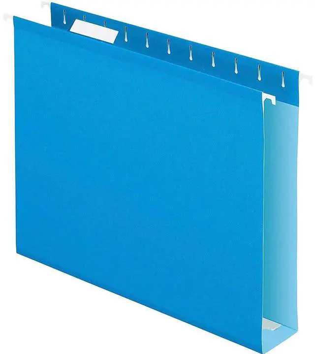 Alt view image 2 of 15 - Pendaflex Reinforced 2" Extra Capacity Hanging Folders 1/5 Tab Letter Blue 25/Box 4152X2BLU