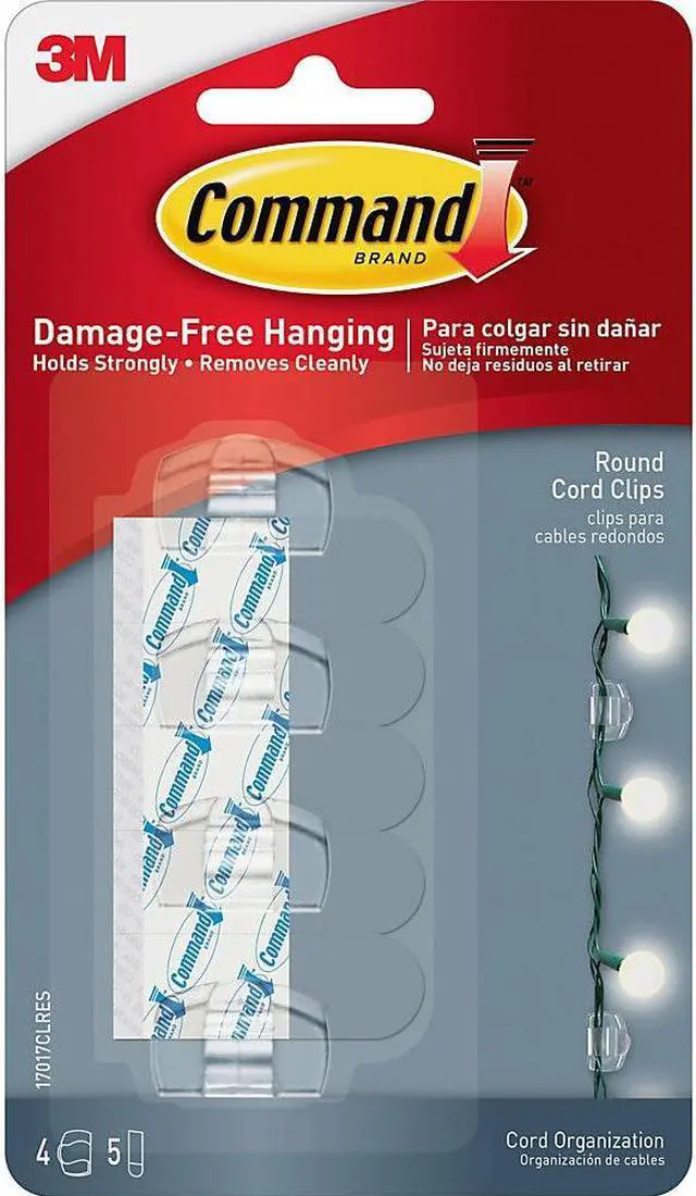 Alt view image 4 of 20 - Cord Clip, Round, with Adhesive, 0.75"w, Clear, 4/Pack 17017CLRES