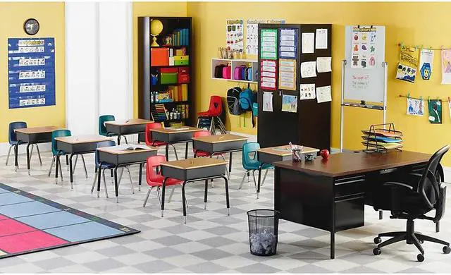 Alt view image 13 of 18 - Lorell Book Box Student Desk - Rectangle Top - 18" Table Top Width x 24" Table Top Depth - 30" Height - Assembly Require