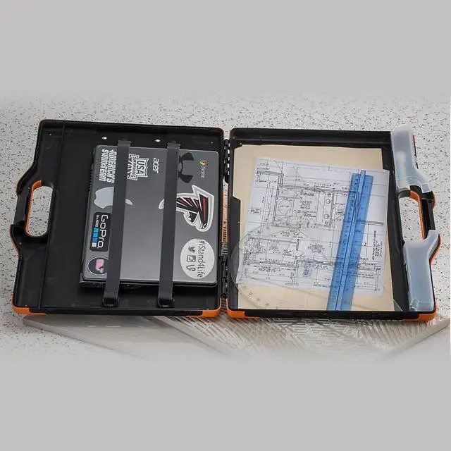 Alt view image 4 of 11 - Officemate® OIC® Carry-All Clipboard Box, 15 1/2"H x12 1/2"W x 2 1/4"D, Black/Orange