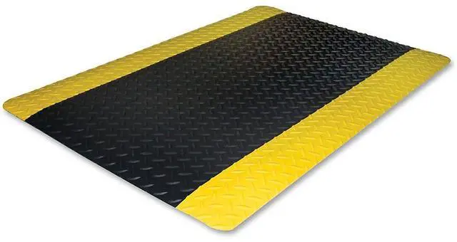 Alt view image 4 of 16 - Genuine Joe Anti-Fatigue Floor Mat Beveled Edge 3'x5' Black/Yellow 70364