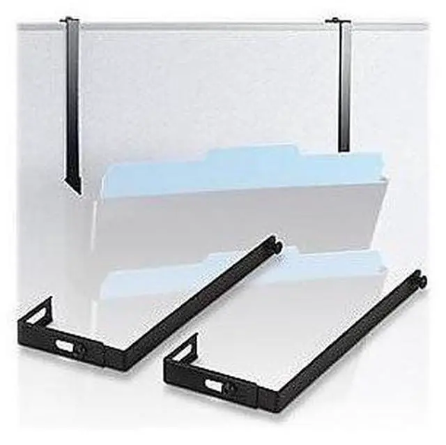 Alt view image 4 of 7 - Lorell Cubicle Partition Hangers Adjustable Metal/Black 80674