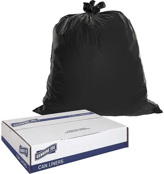 Alt view image 6 of 11 - Genuine Joe Heavy-Duty Trash Bags 1.5 Mil 55-60 Gallon 50/CT Black 01535