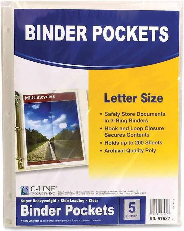 Alt view image 8 of 20 - C-Line Poly Binder Pockets, 11 1/2 X 9 1/4, Clear, 5/Pack 57537
