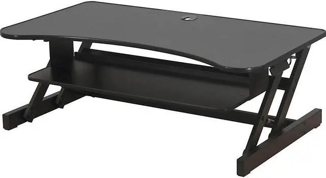 Alt view image 5 of 12 - Lorell Deluxe Adjustable Desk Riser - 20" Height x 38" Width x 24" Depth - Desktop - Black  LLR99759