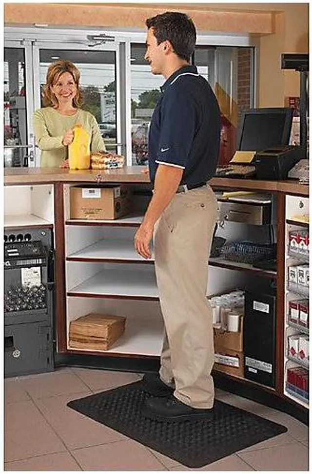 Alt view image 5 of 14 - Genuine Joe Anti Fatigue Mat Rubber Beveled Edge 3'x5' Black 70373