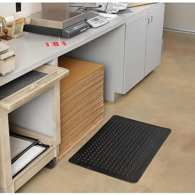 Alt view image 9 of 15 - Genuine Joe Anti Fatigue Mat Rubber Beveled Edge 2'x3' Black 02146