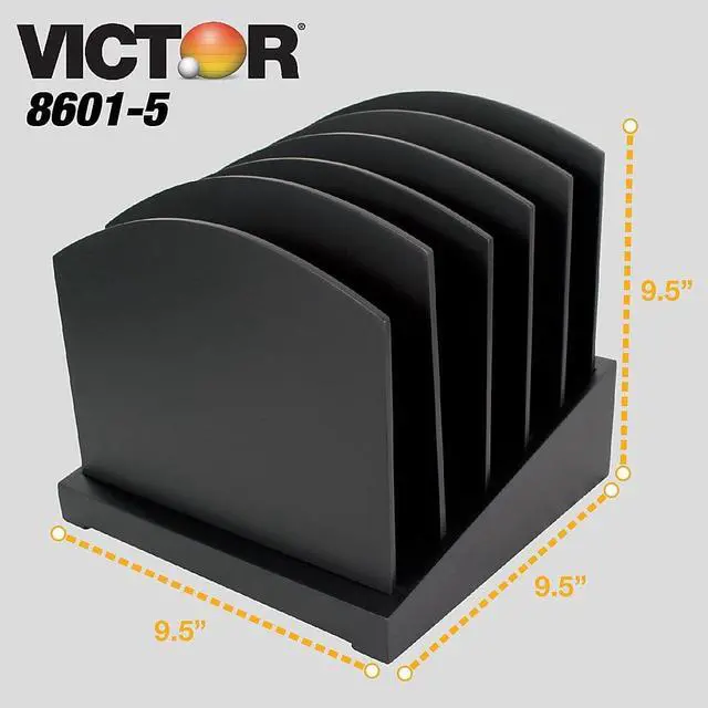 Alt view image 5 of 16 - VICTOR TECHNOLOGY 8601-5 Incline Sorter, Black, Wood, 9 1/2 in W, 9 1/2 in L, 9