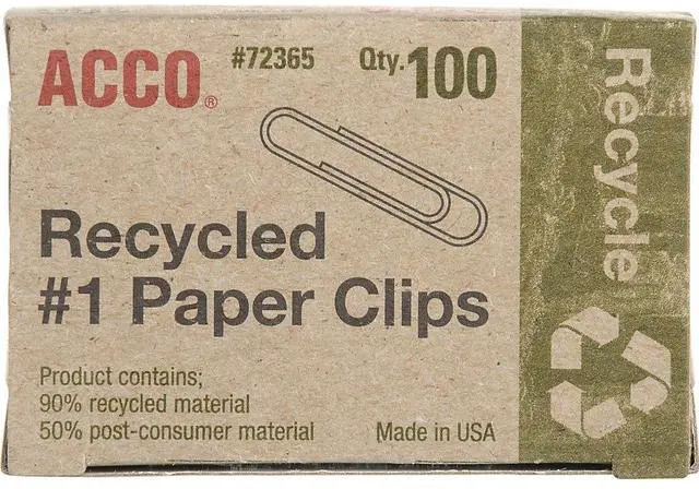 Alt view image 2 of 7 - ACCO Recycled Paper Cips No 1 1-9/32" Standard 10BX/PK SR 72365PK