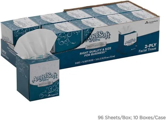 Alt view image 3 of 8 - White Facial Tissue,  10 Pack, 96 Sheets/ Pack  GEORGIA-PACIFIC 4636014