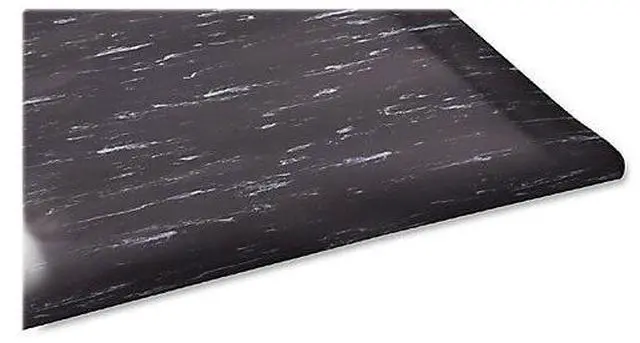 Alt view image 5 of 14 - Genuine Joe Anti-Fatigue Foam Mat Beveled Edges 3'x5' Black Marble 58841