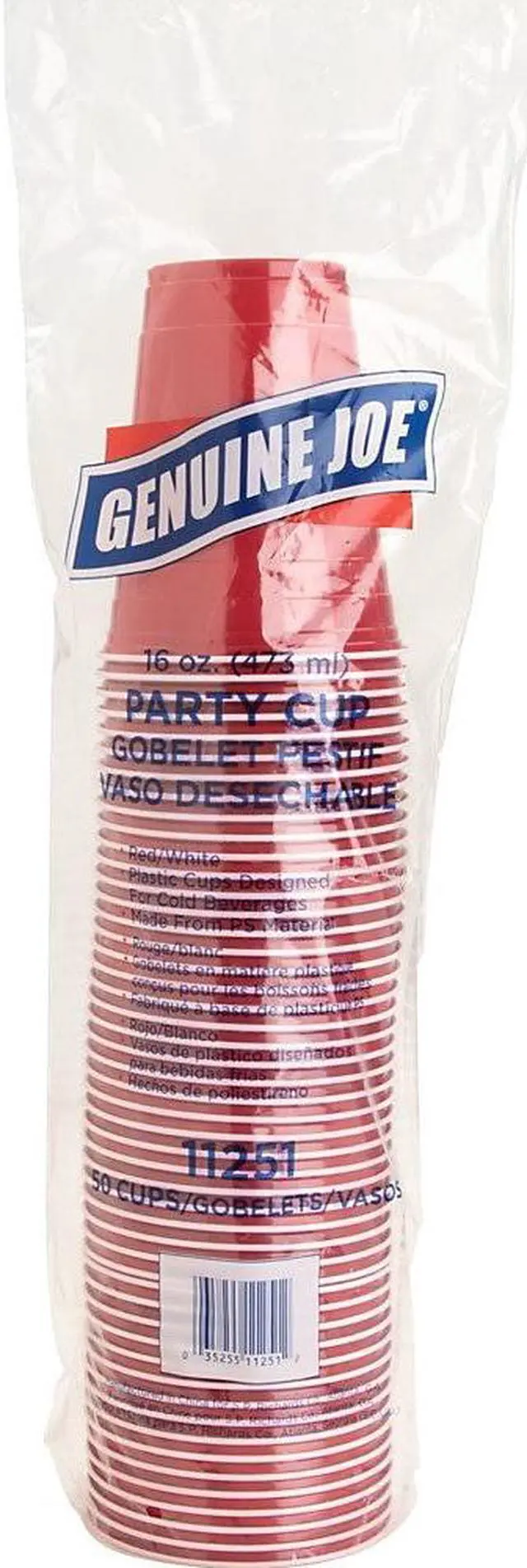 Alt view image 5 of 8 - Genuine Joe Party Cups 16oz. 50PK Red 11251