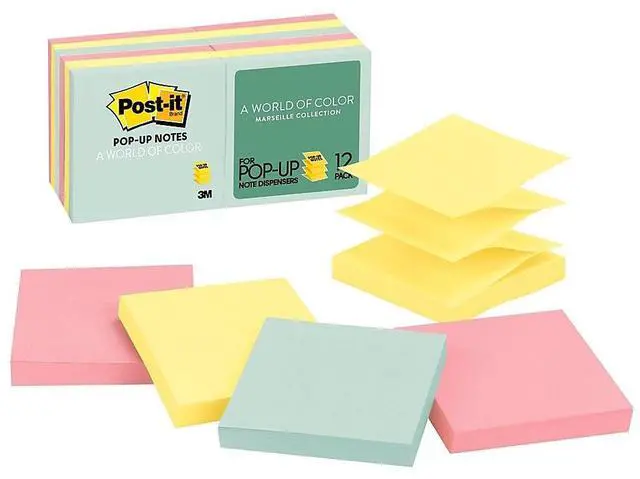 Alt view image 12 of 20 - Post-it Original Pop-up Refill 3 x 3 Assorted Marseille Colors 100-Sheet 12/Pack R33012AP
