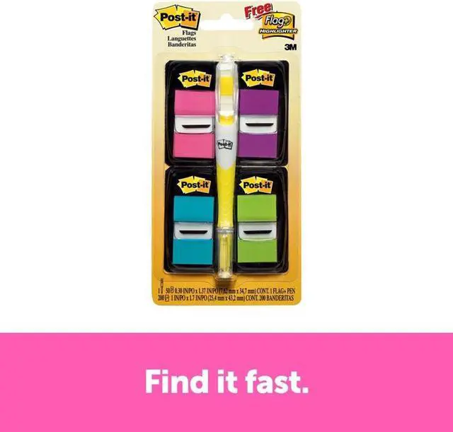 Alt view image 6 of 20 - Post-it Page Flag Value Pack Assorted Colors 200 Flags & Highlighter w/50 Flags