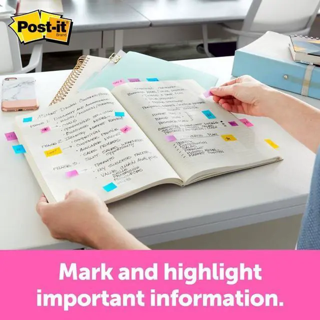 Alt view image 7 of 20 - Post-it Page Flag Value Pack Assorted Colors 200 Flags & Highlighter w/50 Flags