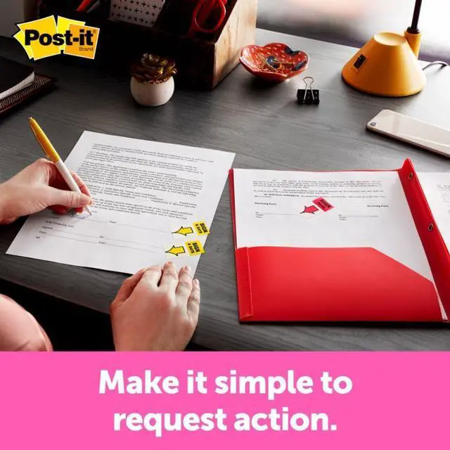 Alt view image 5 of 20 - Post-it Arrow Message 1" Page Flags 200 "Sign Here" 48 Arrow Four Colors 248