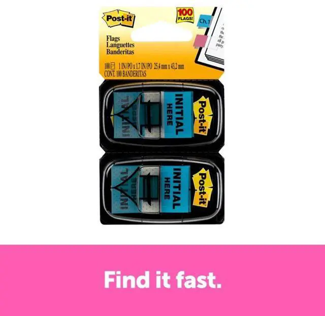 Alt view image 7 of 20 - 3M 680IH2 Message Flags Initial Here Blue Two 50-Flag Dispensers per Pack