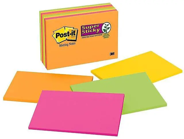 Alt view image 8 of 20 - Post-it Meeting Notes in Rio de Janeiro Colors 6 x 4 45-Sheet 8/Pack 6445SSP