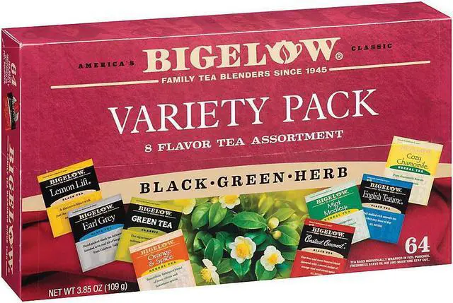 Alt view image 6 of 16 - Bigelow Tea Company Tea Tray Pack, 8 Assorted Teas, 64/BX