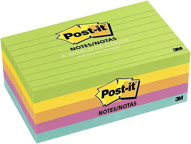 Main image of Post-it Original Pads in Jaipur Colors 3 x 5 Lined 100-Sheet 5/Pack 6355AU