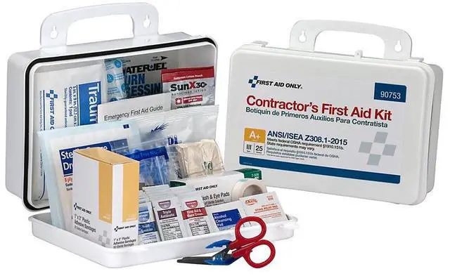 Alt view image 5 of 11 - First Aid Only Contractor ANSI Class A+ First Aid Kit for 25 People 128 Pieces 90753