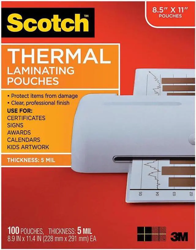 Alt view image 3 of 20 - TP5854100 3M Letter Size Thermal Laminating Pouches, 5 mil, 100/Pack