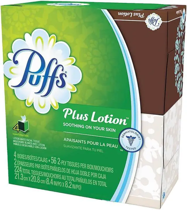 Alt view image 5 of 19 - Puffs Plus Lotion Facial Tissue White 1-Ply 8 1/5" x 8 2/5" 56/Box 24/Carton