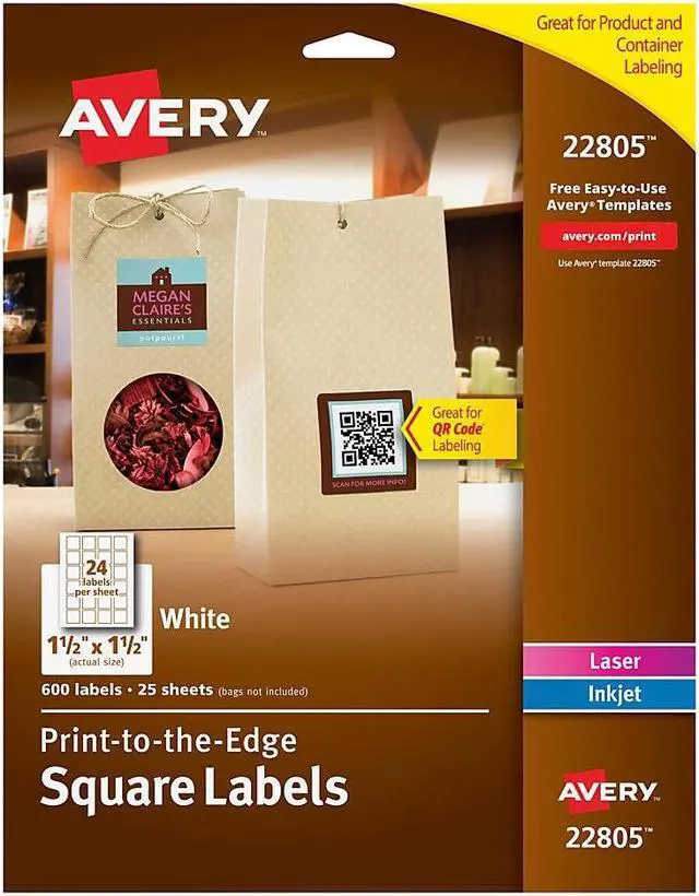 Alt view image 13 of 20 - Square Labels with Sure Feed and TrueBlock, 1 1/2 x 1 1/2, White, 600/Pack 22805