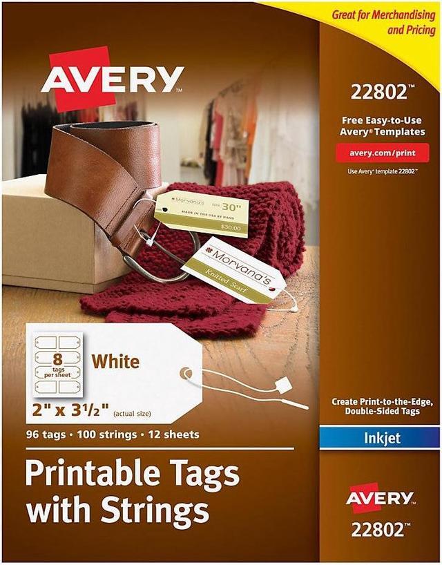 Alt view image 7 of 20 - Avery Printable Rectangular Tags with Strings 2 x 3 1/2 White 96/Pack 22802