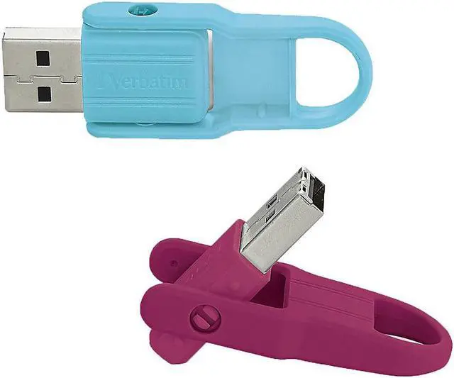 Main image of Verbatim® Store'N'Flip USB 2.0 Flash Drives, 16GB, Berry/Blue, Pack Of 2 Flash Drives, 70377