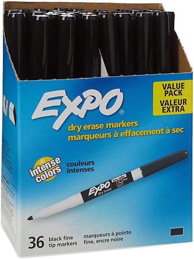 EXPO® Low-Odor Ultra-Fine Tip Dry-Erase Markers, Black, Pack Of 36 - Zerbee
