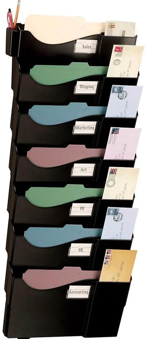 Main image of Office Depot Wall 7 Pockets, Letter Size/Legal Size, Black, 10726