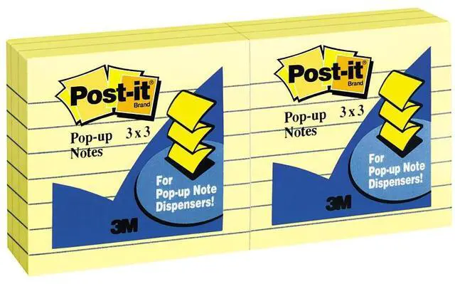 Alt view image 4 of 20 - 3M R335YW Pop-Up Note Refills 3 x 3 Canary Yellow Six 100-Sheet Pads Pack