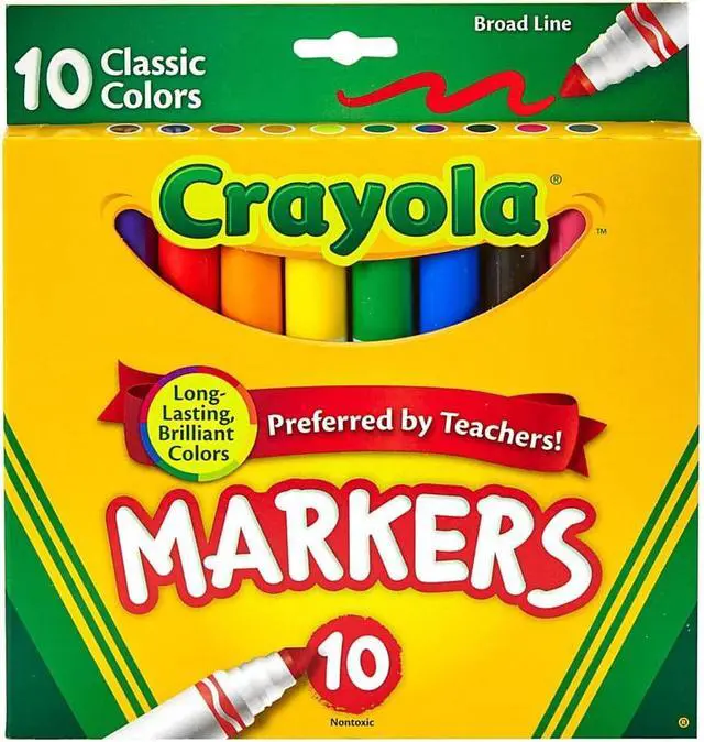 Alt view image 11 of 20 - Crayola Non-Washable Markers Broad Point Classic Colors 10/Set 587722