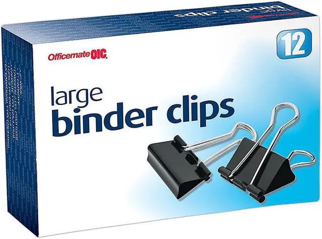Alt view image 4 of 13 - Officemate Binder Clips Large 2"Wide 1" Cap 12/BX Black/Silver 99100