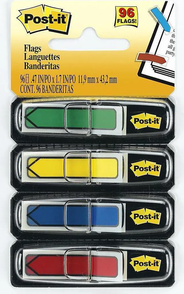 Alt view image 14 of 20 - Post-it Arrow 1/2" Page Flags Blue/Green /Red/Yellow 24/Color 96-Flags/Pack