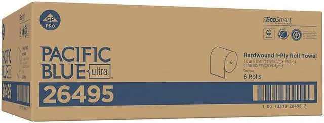 Alt view image 2 of 16 - Georgia-Pacific Pacific Blue Brown Ultra Towels - 7.87" x 1150 ft - Brown - Paper - Flexible, Chlorine-free, Biodegradable - 6 - 6 / Carton