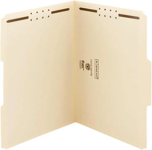 Alt view image 4 of 18 - Smead 1/3 Tab Cut Letter Recycled Fastener Folder - 8 1/2" x 11" - 2 x 2K Fastener(s) - Top Tab Location - Assorted Position Tab Position - Manila - Manila - 10% - 50 / Box